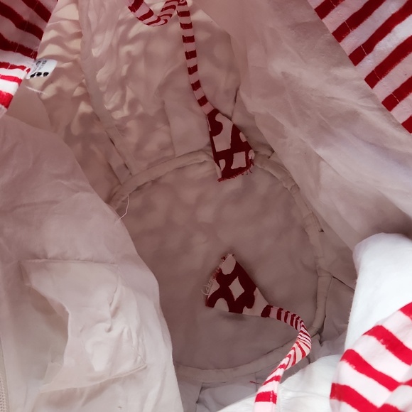 Roberta Roller Rabbit Red and White Patterned Large Tote Bag - Picture 9 of 12